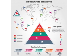 彩色三角形世界地图信息图表