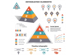彩色立体三角形信息图表