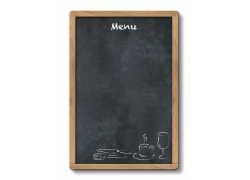 黑板上菜单和餐具