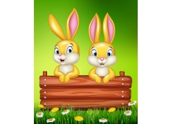 卡通兔子復活節背景設計