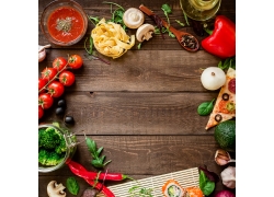 木板上的蔬菜背景图片