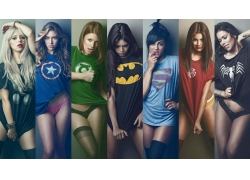 人,superheroines,伊恩雷耶斯,大学,一群妇女,模型,妇女,蝙蝠女42