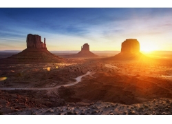 纪念碑谷,景观,沙漠,阳光,岩石形成,泥路,美国,性质104094