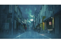 日本,街,市容,云,雨,景观,亚洲,插图547051