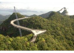 景观,摄影,桥,树木,森林,爬坡道,兰卡威天空桥,薄雾,亚洲,马来西