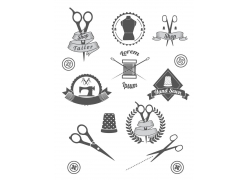 Sewing_and_instruments_needlework_tailor_design_emblem09