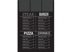 简约沉稳黑色餐厅菜单食谱设计模板矢量图