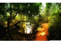 小桥流水山景区风景摄影图片