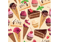 冰淇淋巧克力蛋糕点心甜品甜点海报广告宣传设计背景矢量图