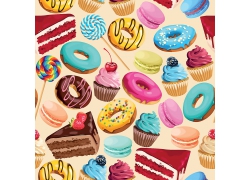 甜甜圈巧克力蛋糕点心甜品甜点海报广告宣传设计背景矢量图