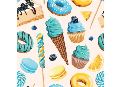 蓝莓冰淇淋蛋糕甜品甜点海报广告宣传设计背景矢量图