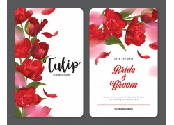 红色色花朵浪漫唯美邀请函邀请卡片海报广告素材背景高清矢量图片