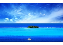 蓝色美丽海滩沙滩岛屿天空海水景观美丽风景高清图片