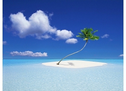 美丽沙滩岛屿蔚蓝天空海水景观美丽风景高清图片