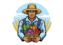 农夫主题人物角色图标UI矢量插画设计